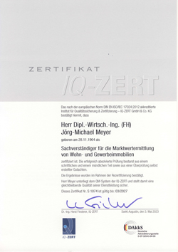 2023 Rezertifizierung Personenzertifizierung DIN EN 17024 durch IQ-Zert Sankt Augustin, Nr. S 1074